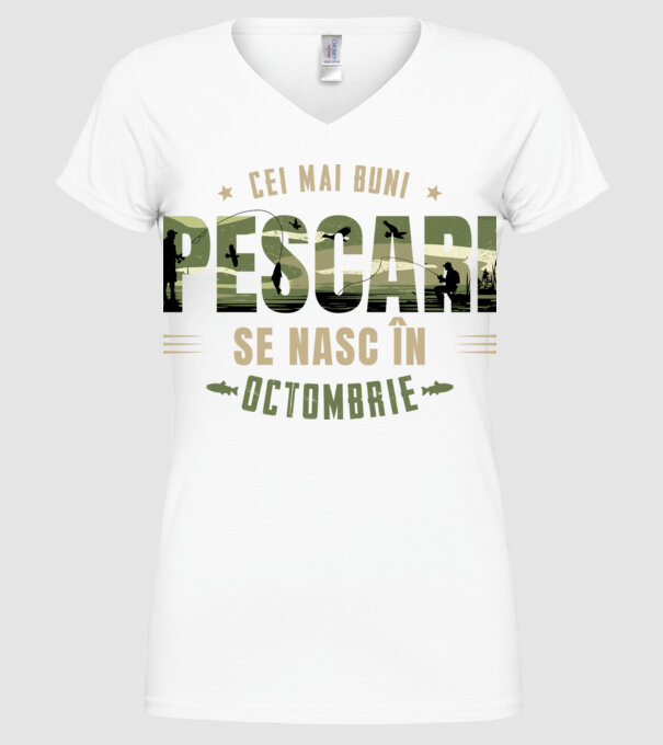 Cei mai buni pescari se nasc în octombrie model alb pe tricou