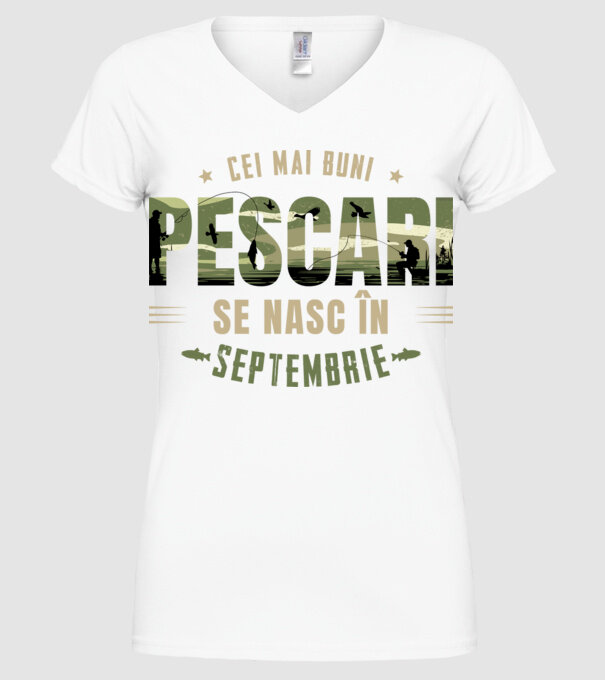 Cei mai buni pescari se nasc în septembrie model alb pe tricou