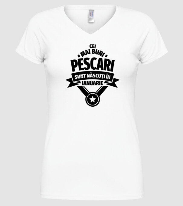 Cei mai buni pescari sunt născuți în ianuarie model alb pe tricou