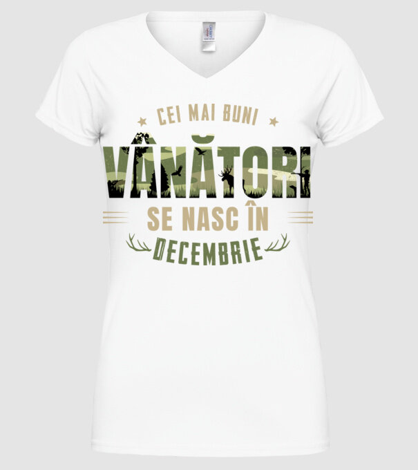 Cei mai buni vânători se nasc în decembrie model alb pe tricou
