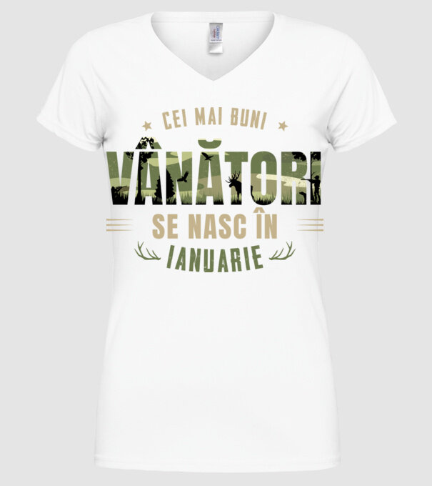 Cei mai buni vânători se nasc în ianuarie model alb pe tricou