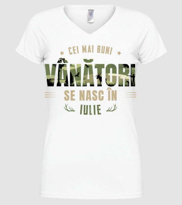 Cei mai buni vânători se nasc în iulie model alb pe tricou