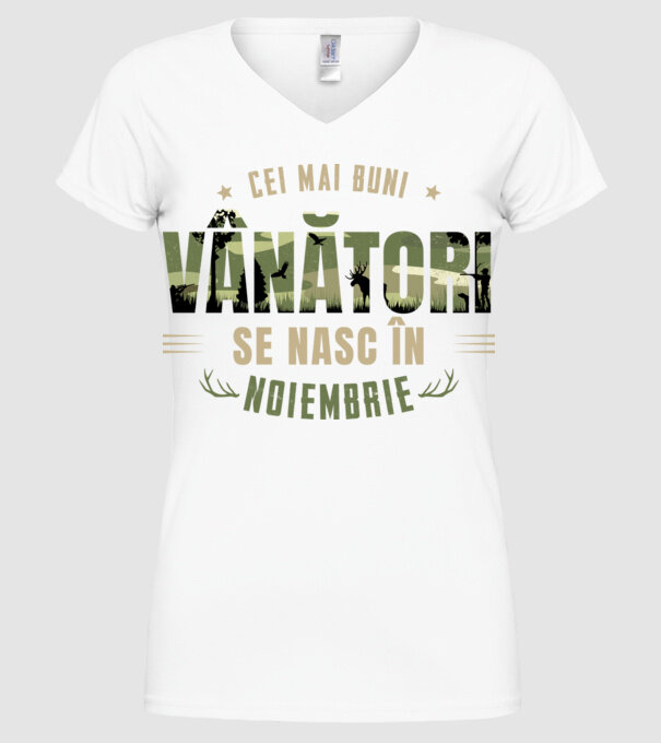 Cei mai buni vânători se nasc în noiembrie model alb pe tricou