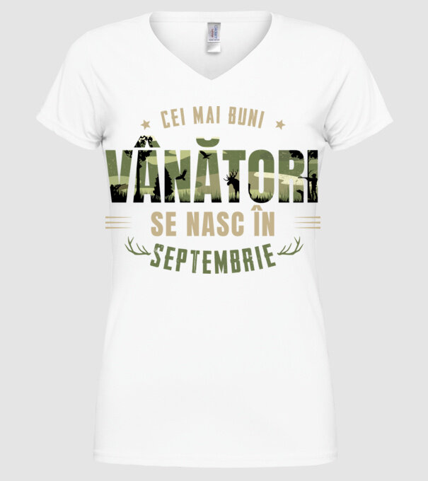 Cei mai buni vânători se nasc în septembrie model alb pe tricou