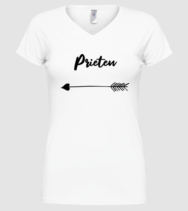 prieten model alb pe tricou