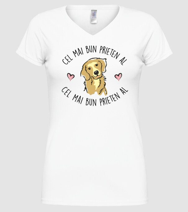 Cel mai bun prieten al meu este un golden retriever model alb pe tricou