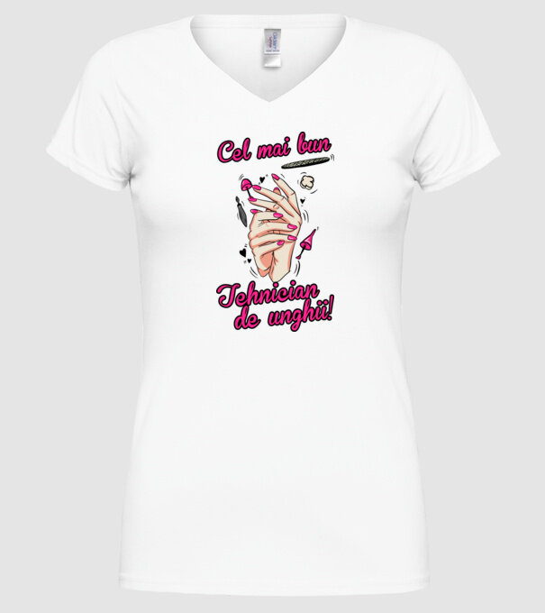 Cel mai bun tehnician de unghii model alb pe tricou