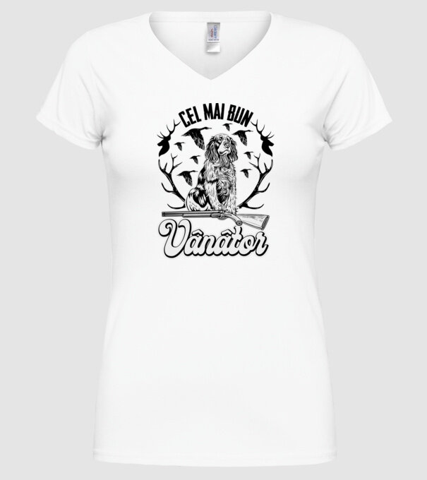 Cel mai bun vânător model alb pe tricou