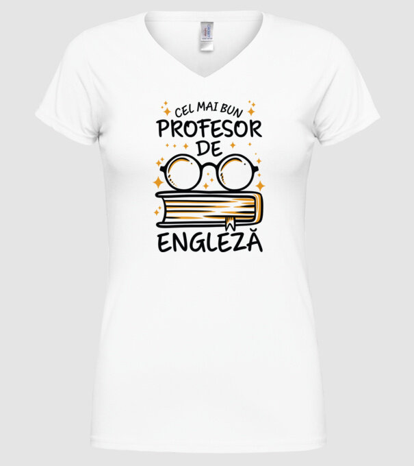 Cel mai profesor engleză model alb pe tricou