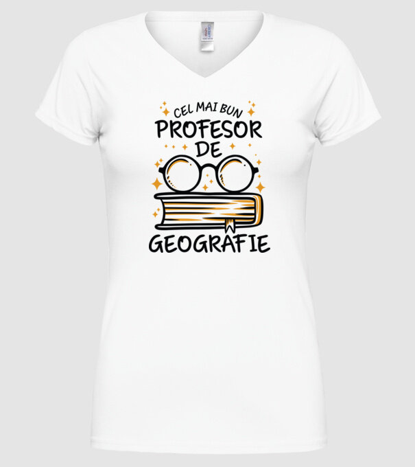 Cel mai profesor geografie model alb pe tricou