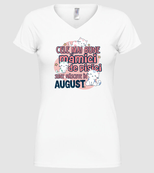 Cele mai bune mămici de pisici August model alb pe tricou