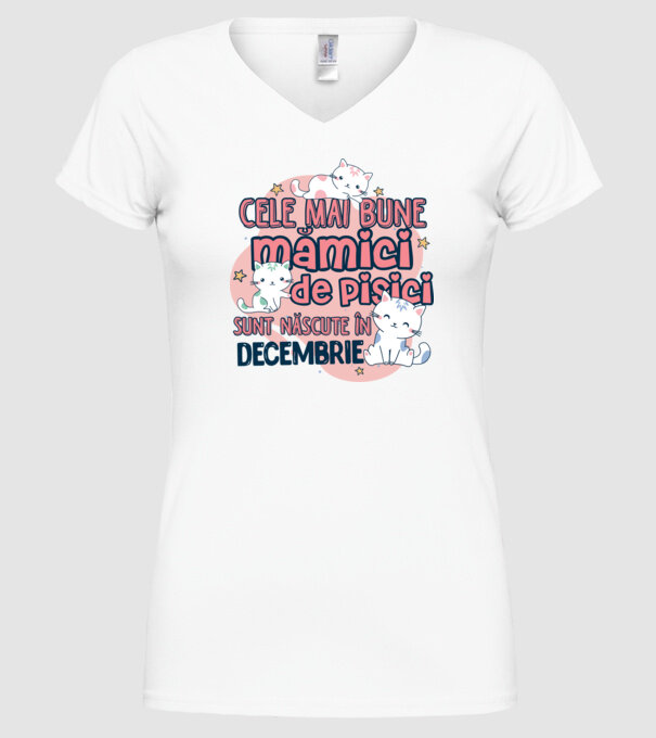 Cele mai bune mămici de pisici decembrie model alb pe tricou
