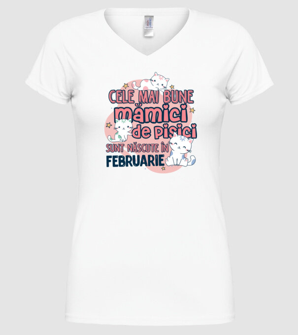Cele mai bune mămici de pisici februarie model alb pe tricou