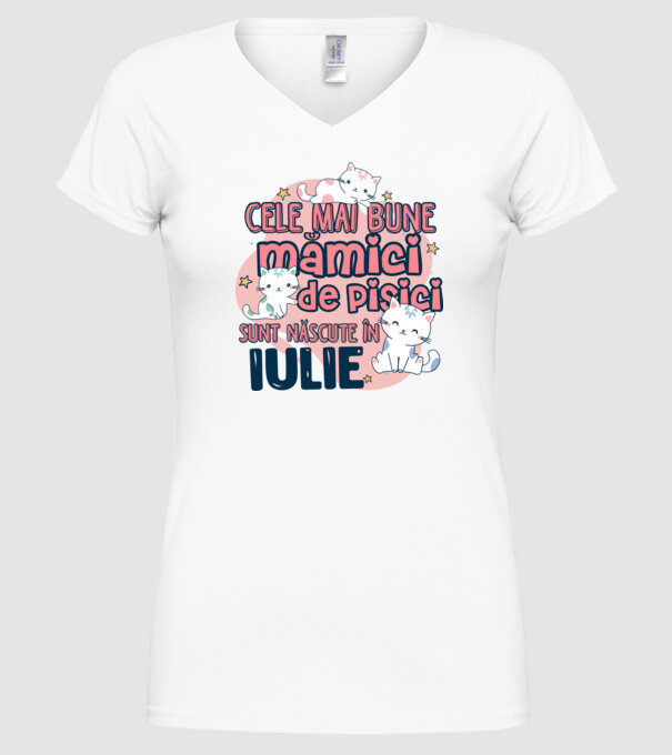 Cele mai bune mămici de pisici iulie model alb pe tricou
