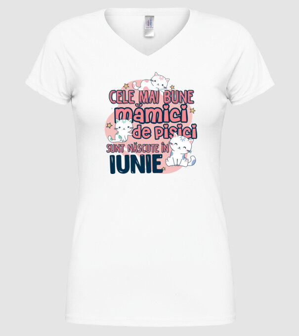 Cele mai bune mămici de pisici iunie model alb pe tricou
