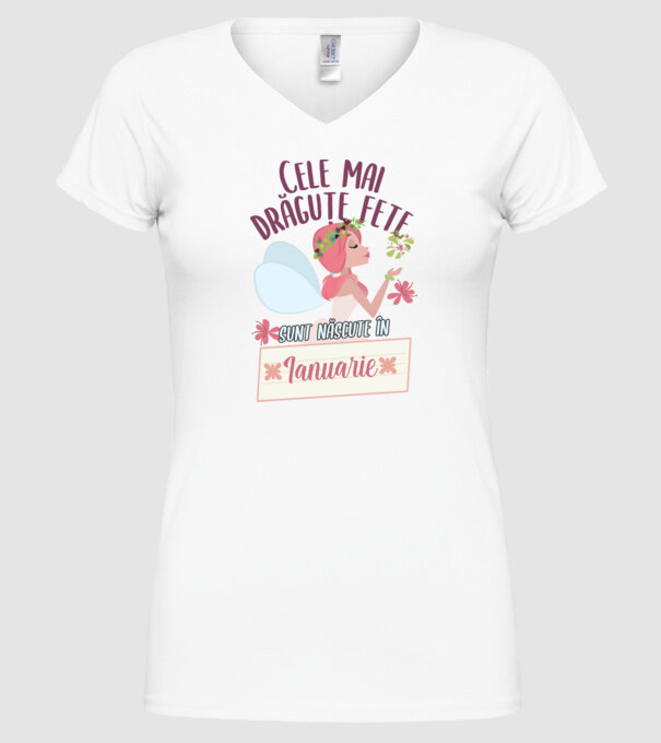 Cele mai drăguțe fete sunt născute în ianuarie. model alb pe tricou