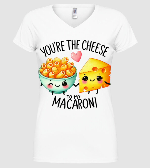 Cheese to my Macaroni model alb pe tricou