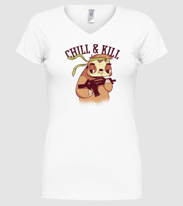 chill and kill model alb pe tricou
