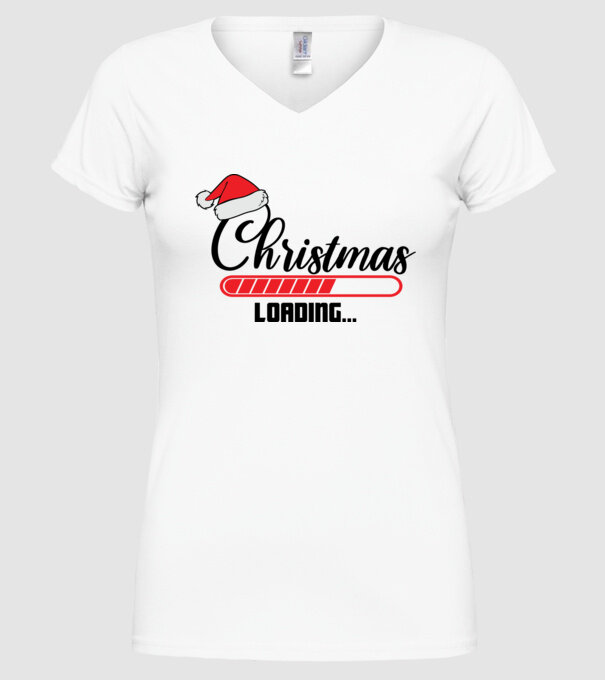 Christmas is loading model alb pe tricou