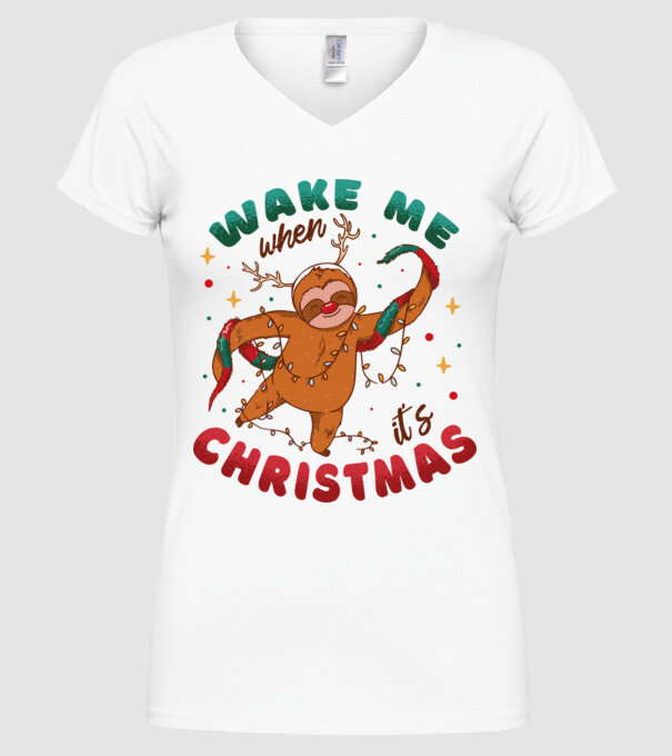 Christmas Sloth model alb pe tricou