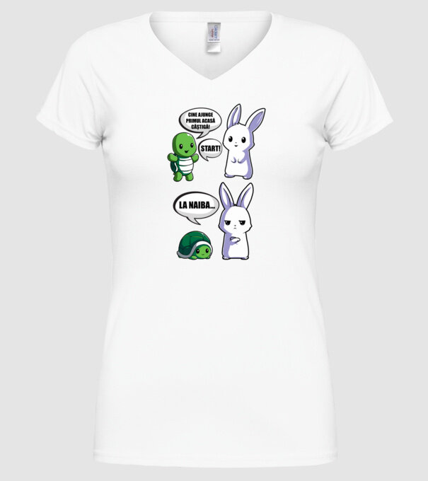 cine ajunge primul acasă câștigă! - start! - la naiba... model alb pe tricou