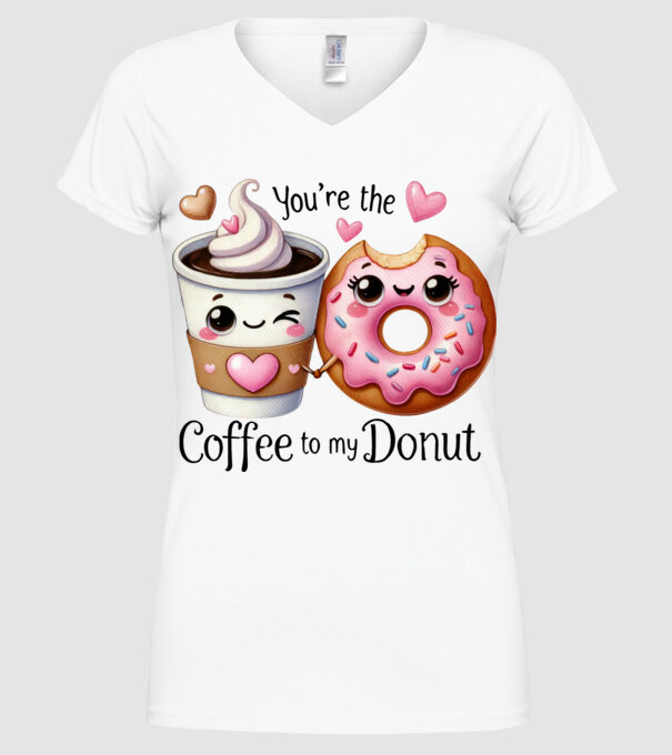 Coffee to my Donut model alb pe tricou