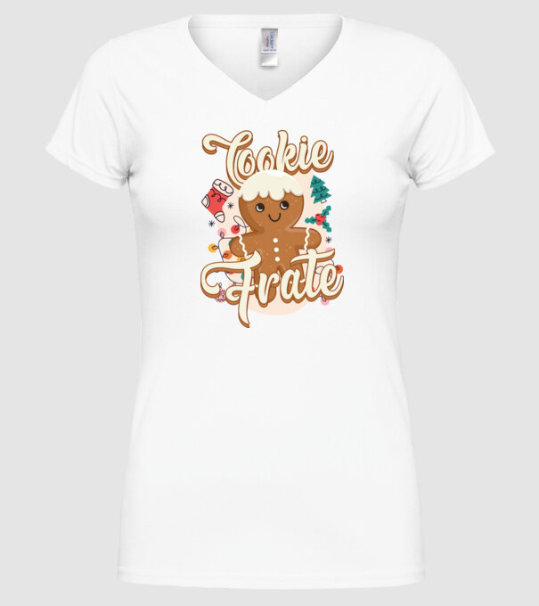 Cookie frate model alb pe tricou