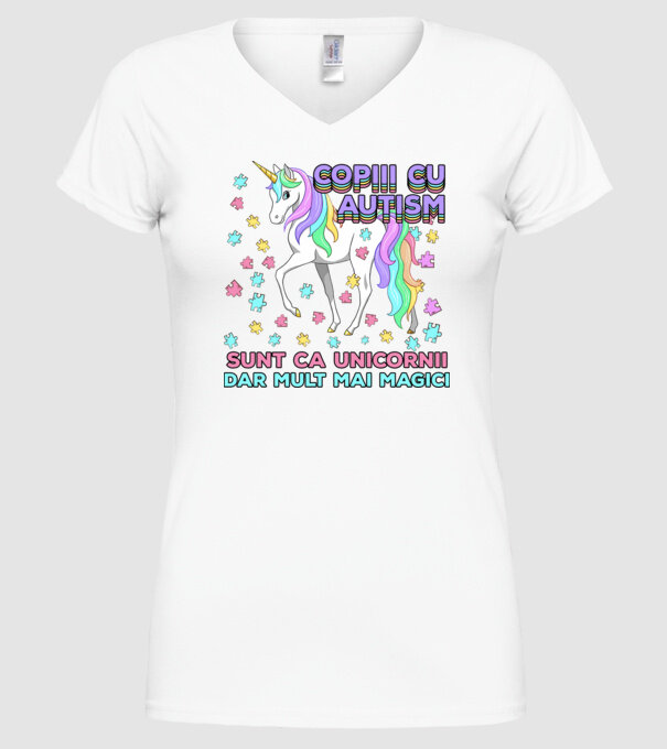 Copiii cu autism sunt ca unicornii, dar mult mai magici model alb pe tricou