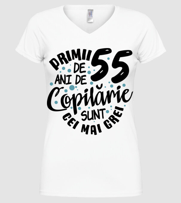 Copilărie 55 de ani model alb pe tricou