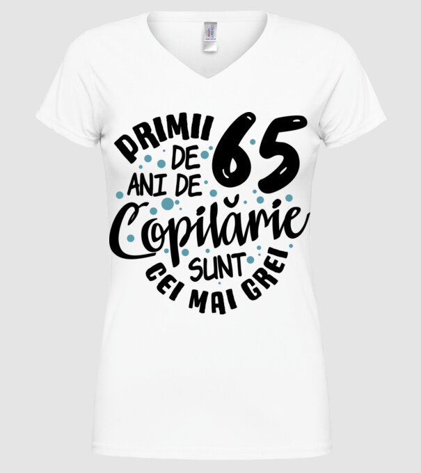 Copilărie 65 de ani model alb pe tricou