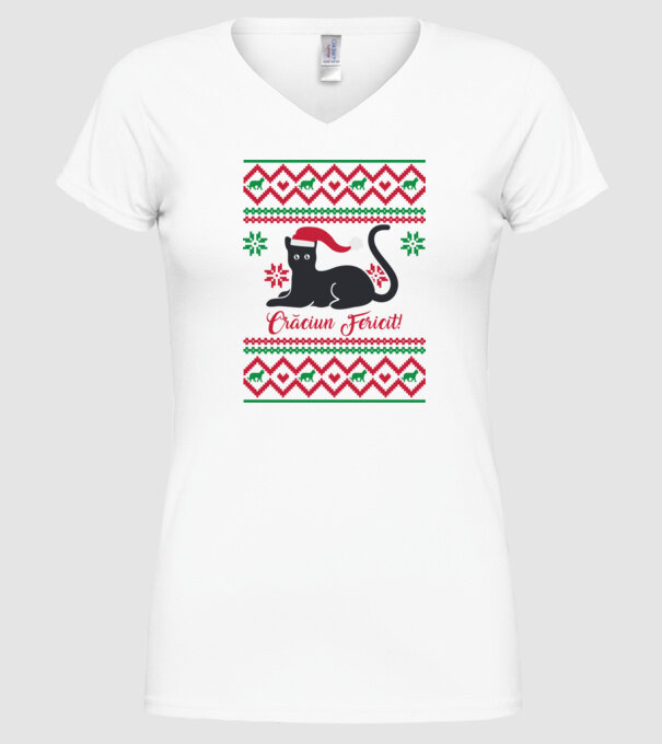 crăciun fericit model alb pe tricou