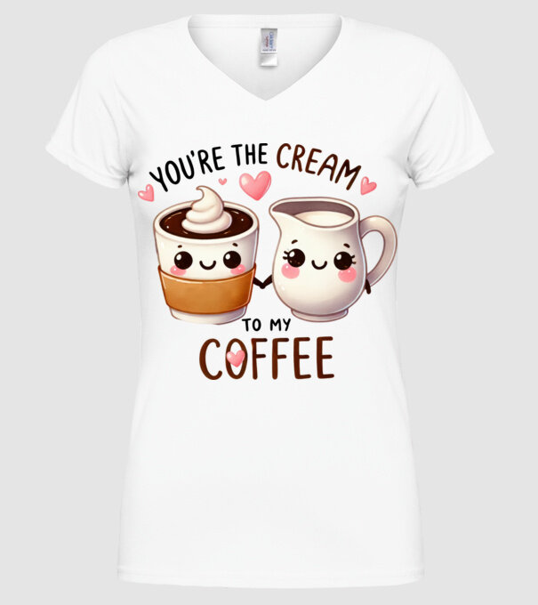 Cream to my Coffee model alb pe tricou