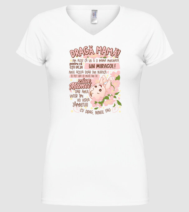 Cu drag, bebele tău model alb pe tricou