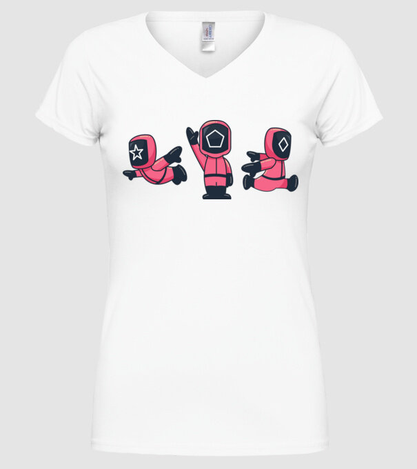 cute squid game toys model alb pe tricou
