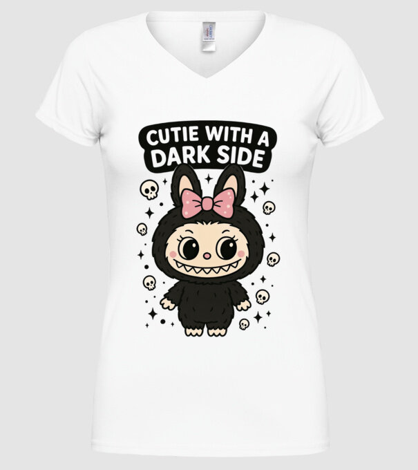 Cutie with a dark side model alb pe tricou