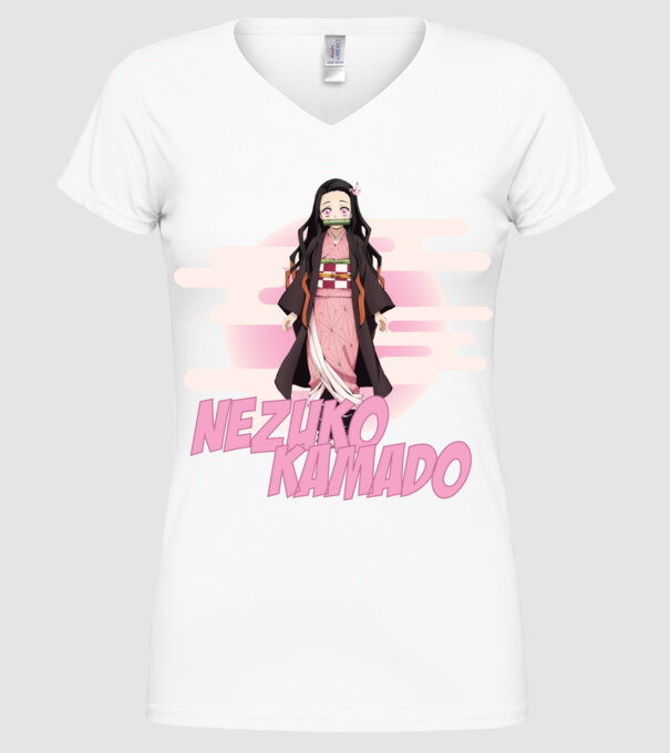 Demon Slayer Nezuko model alb pe tricou