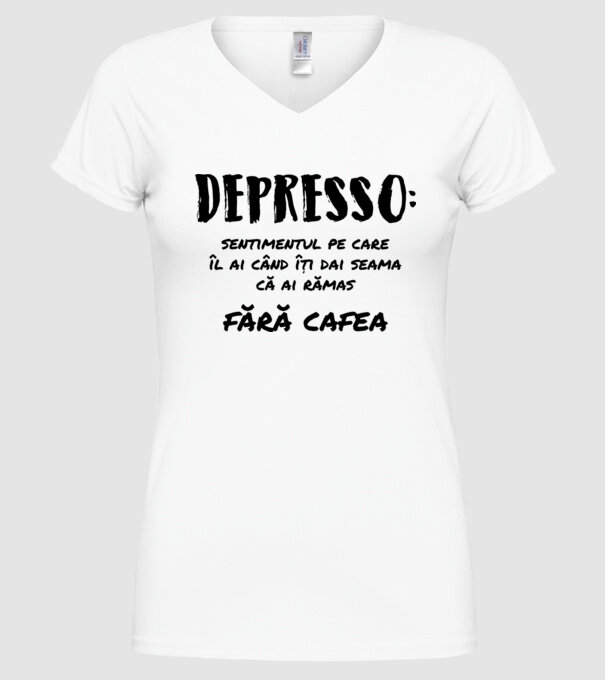depresie: sentimentul pe care îl ai când îți dai seama că ai rămas fără cafea model alb pe tricou