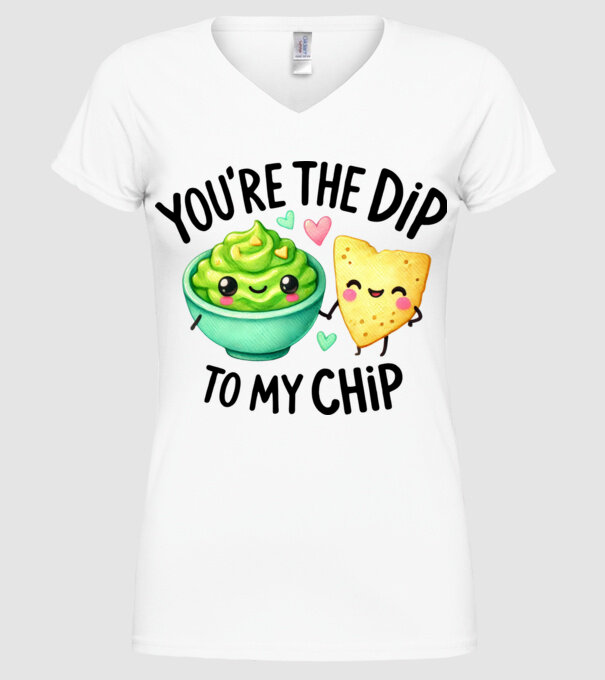 Dip to my Chip model alb pe tricou