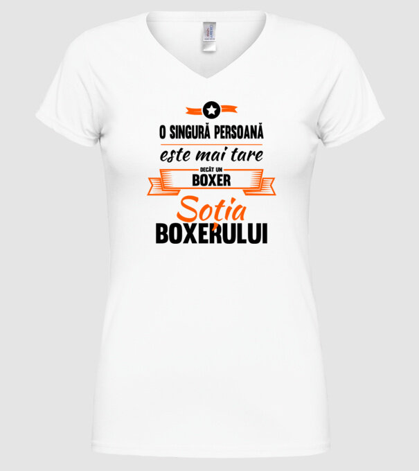 doar o persoană este mai tare decât un boxer, soția boxerului model alb pe tricou