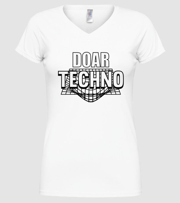 Doar techno model alb pe tricou