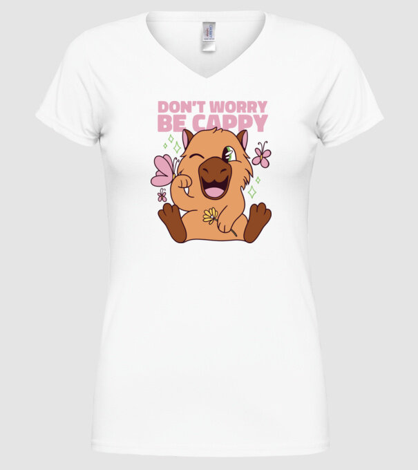 Don't worry be cappy - capibară model alb pe tricou
