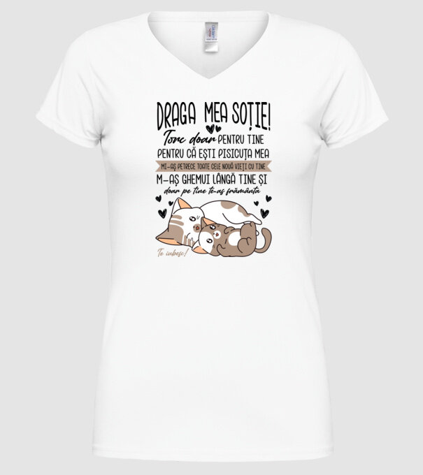 Draga mea soție model alb pe tricou