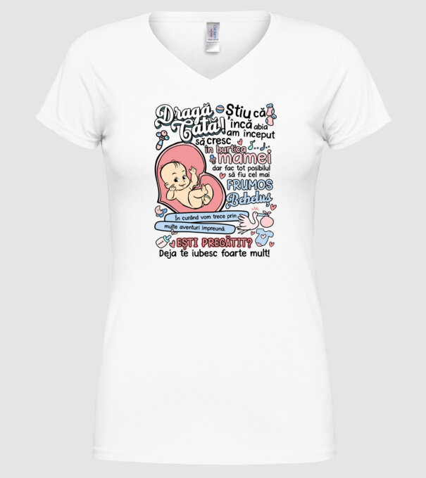Dragă tată model alb pe tricou