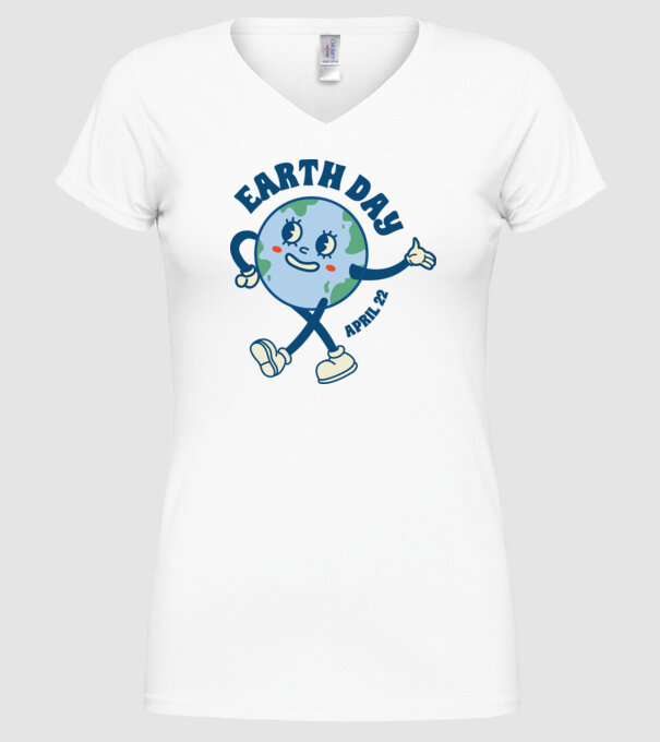 Earth Day model alb pe tricou