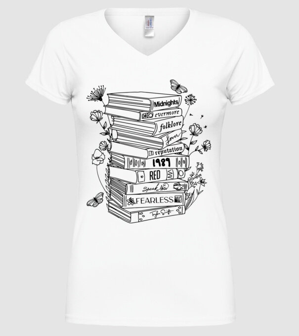 Eras tour books model alb pe tricou