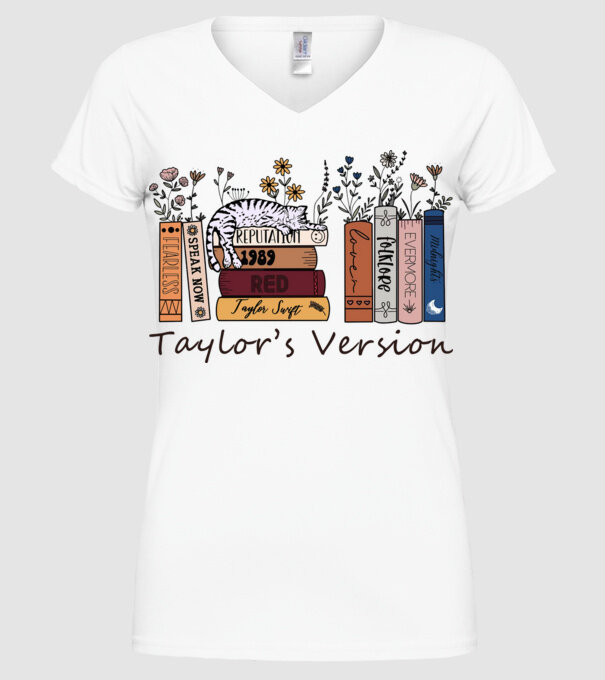 Eras tour books color cat model alb pe tricou