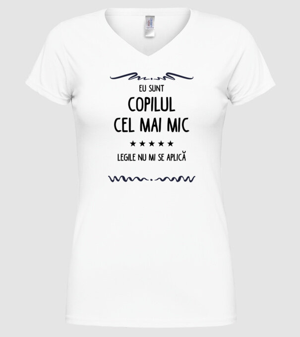 Eu sunt copilul cel mai mic, legile nu mi se aplică model alb pe tricou