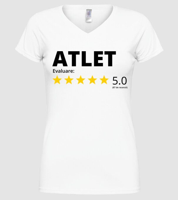 Evaluare 5 ATLET model alb pe tricou