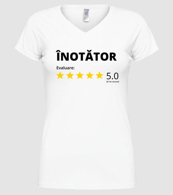 Evaluare 5 ÎNOTĂTOR model alb pe tricou