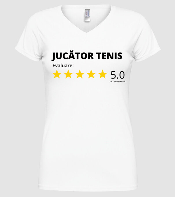 Evaluare 5 JUCĂTOR de TENIS model alb pe tricou